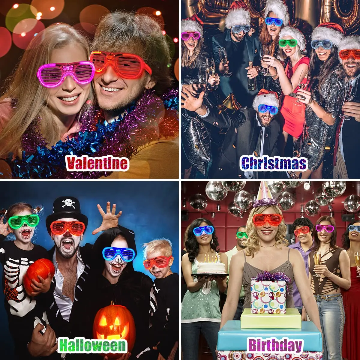 5-50 Stück Leuchtende LED-Brillen, 5 Farben, Leuchtbrillen, im Dunkeln leuchtende Partyartikel, Neon-Partygeschenke für Kinder und Erwachsene – Detail 8