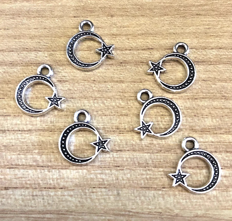35pcs   12*11mm  Alloy metal vintage moon with star design pendants for DIY findings   HWZ0047 handmade accessories