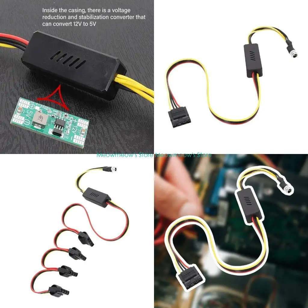 

W91A 5525 To Molex 4Pin Hard Drive Cord 12V To 5V Step Down Hard Disk Power Adapter Converters Cable for Hard Drive Disk HDD