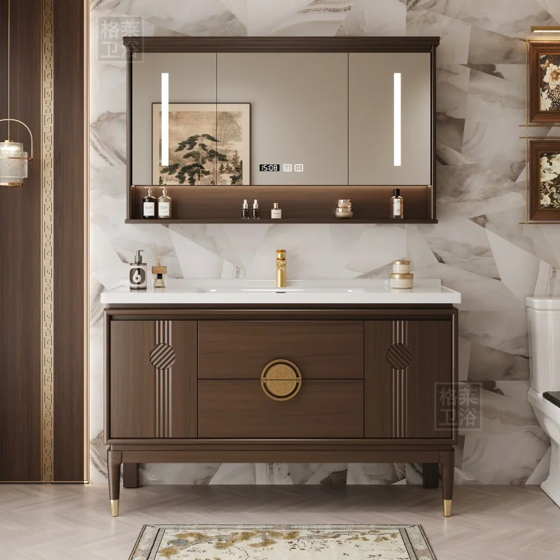 Pullout Installation Bathroom Cabinet Wood Sink Floor Luxury Bathroom Cabinet Shelves Vanity Meuble Salle De Bain Furniture