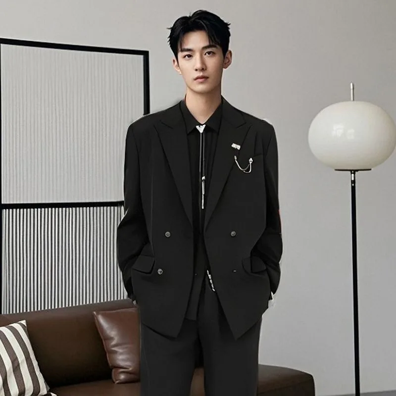Casual Korean Style Uniform Suit Jacket Men's Loose Handsome Lightweight Wedding Best Man Suit Fashionable Urban Spring