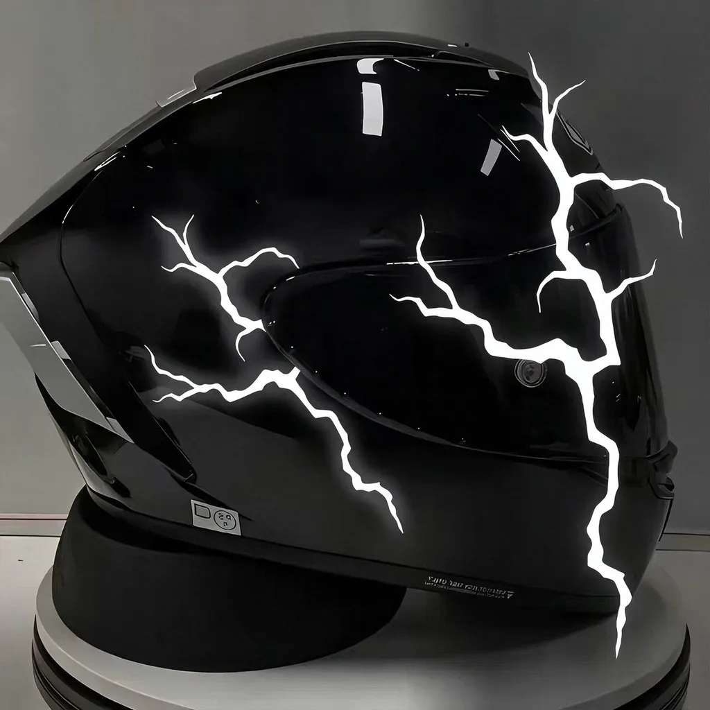 2PCS Reflective Lightning Motorcycle Stickers Waterproof Safe Driving for Motorbike Helmet Fuel Tank DIY Scooter Vinyl Decals