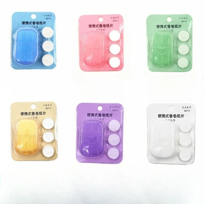 23Pc Disposable Paper Soap Compressed Towel Set Travel Soaps Paper Hand Soap Portable Soaps in Sachets Mini Soap Sheet Wholesale