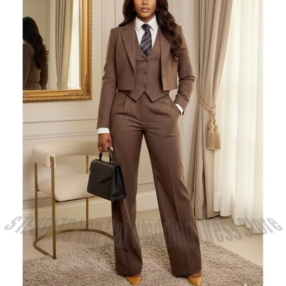 

Browe Striped Slim Fit Women's Suit 3 Piece Peaked Lapel Single Button Formal Business Office Wear Outfit(Jacket+Vest+Pants)