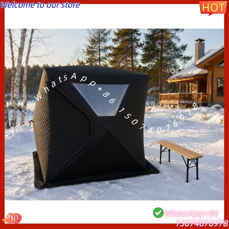 2026New Warmfire Custom 6 Person Portable Ice Fishing Shelter Sauna Tent Easy Setup Winter Insulated Steam Sauna