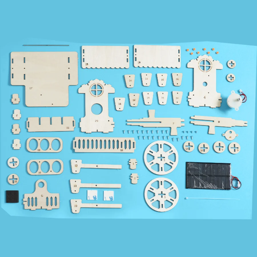 DIY Solar Chongmi Waterrad Model STEM Kits Technologie Wetenschap Experimentele Tool Kit Leren Educatieve Houten Puzzelspellen