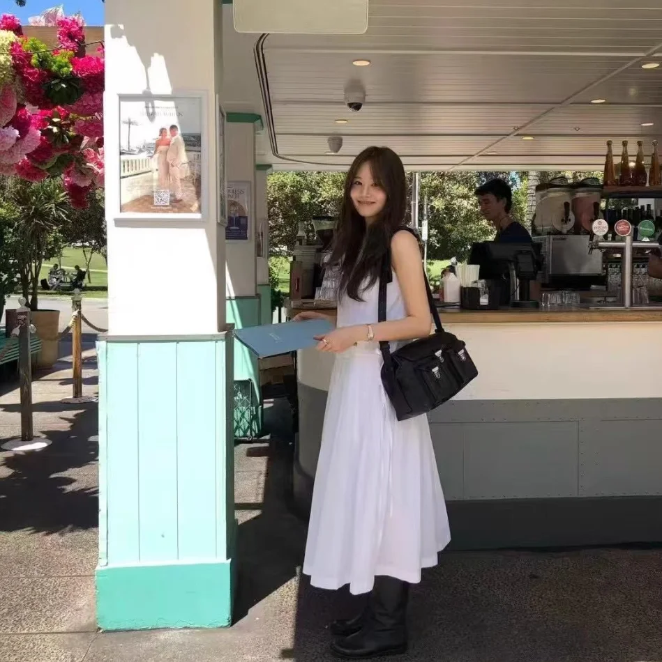 Primavera Verano nuevo OUNCE coreano Sle mat Color versátil correa adelgazante suelta Dr Casual de una sola pieza señoras D...