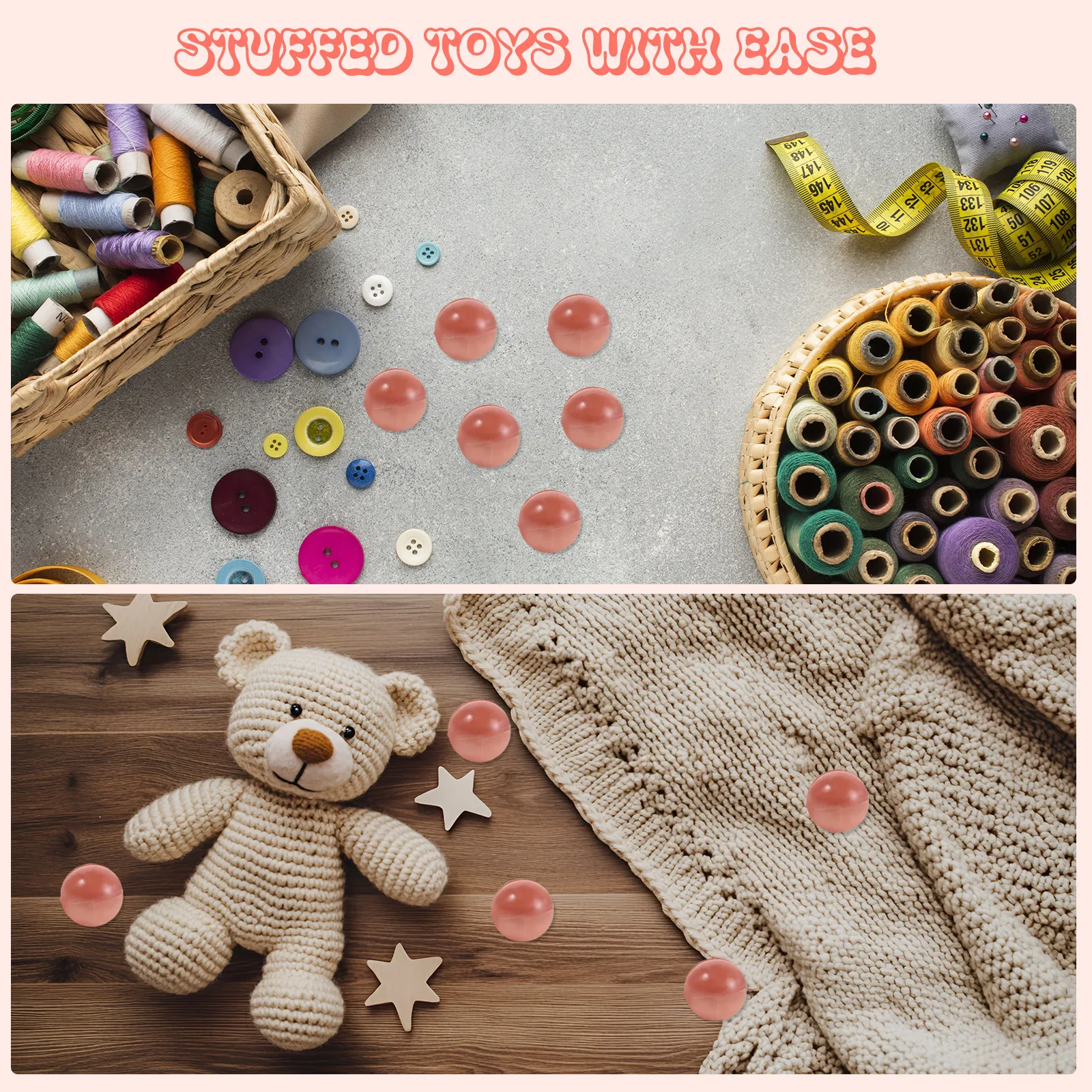 

100Pcs 20Mm Round Rattle Balls Plastic Noise Maker Inserts for DIY Crafts Jewelry Decor Sound Elements Art Supplies