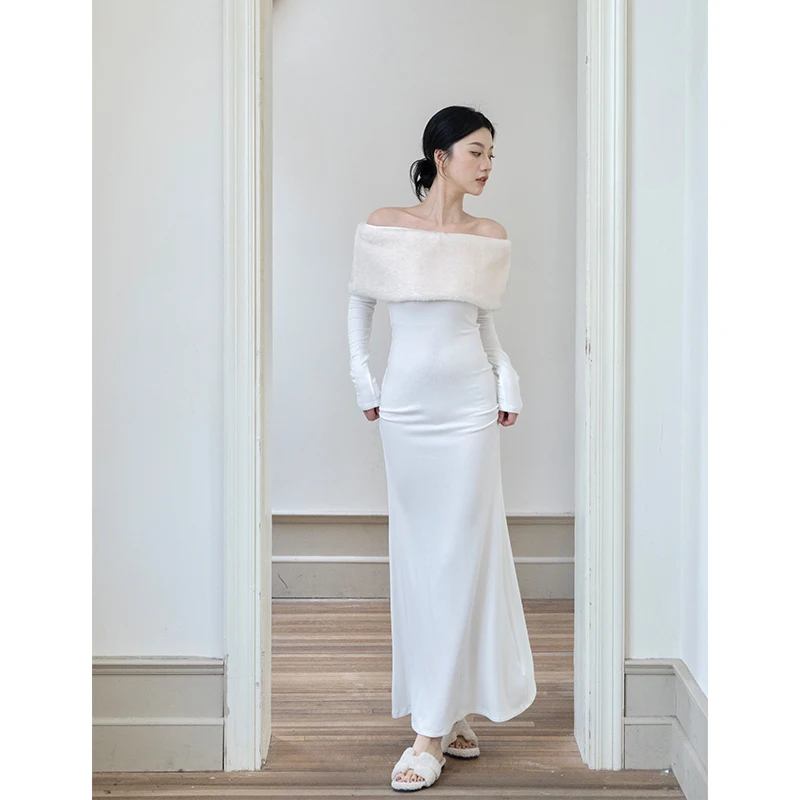 

SerioLudere Long Slim Fit One oulder Dr Ele And Sli Women's Spring Faion Casual Wear Other Material