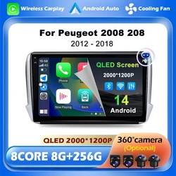 For Peugeot 2008 208 Series 2012 2013 2014 - 2018 Android 16 Navigation Multimedia Player Carplay Auto Stereo BT video Car Radio
