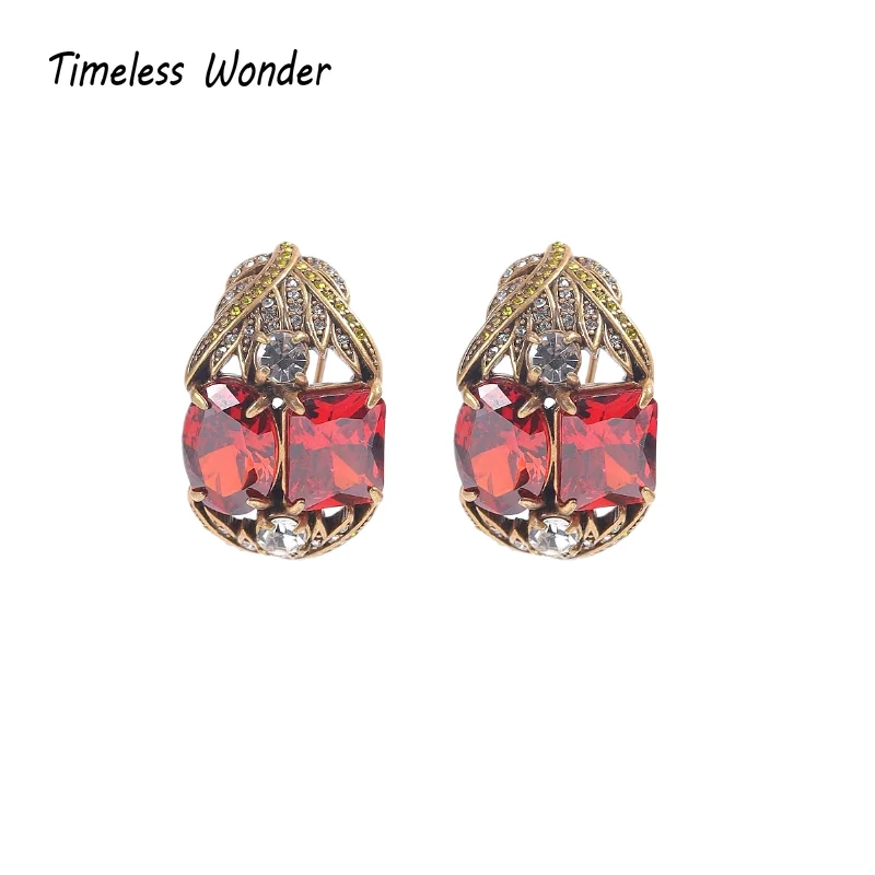 

Timeless Wonder Fancy Crystal Zircon Geo Button Earrings for Women Designer Jewelry Punk Sweet Gift Rare Top Classy 3346
