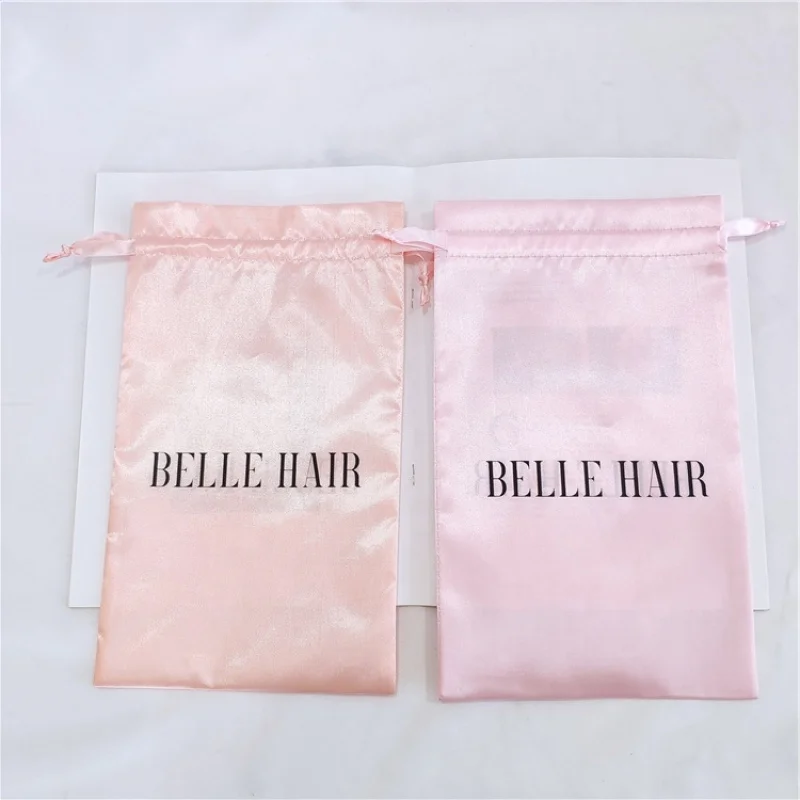 custom.Custom Large Satin Drawstring Pouch Hair Bundles Lash Wig Jewelry Packing Satin Silk Draw String Textile Pa
