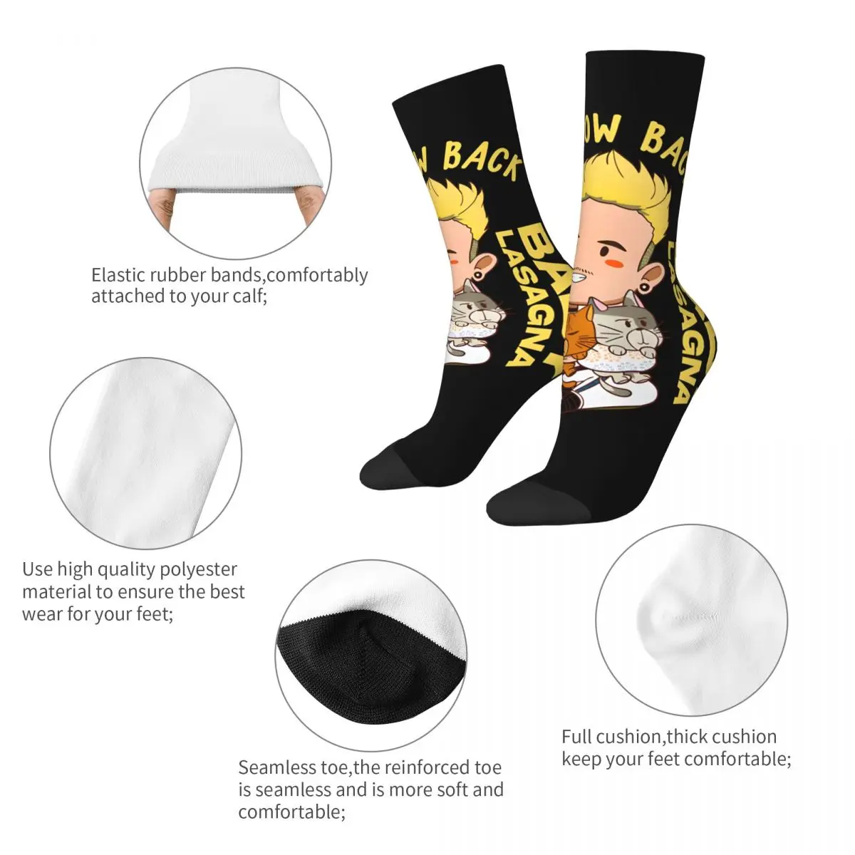 Pls miauen zurück Herren socken Retro Harajuku Baby Lasagne Street Style Neuheit Casual Crew Socke