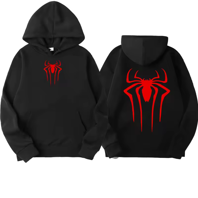 Minimal Spider Graphic Hoodie, Front Back Spider Print Hoodie, Gothic Streetwear Hoodie, Oversized Unisex Pullover, Y2K Aesthetic Gift