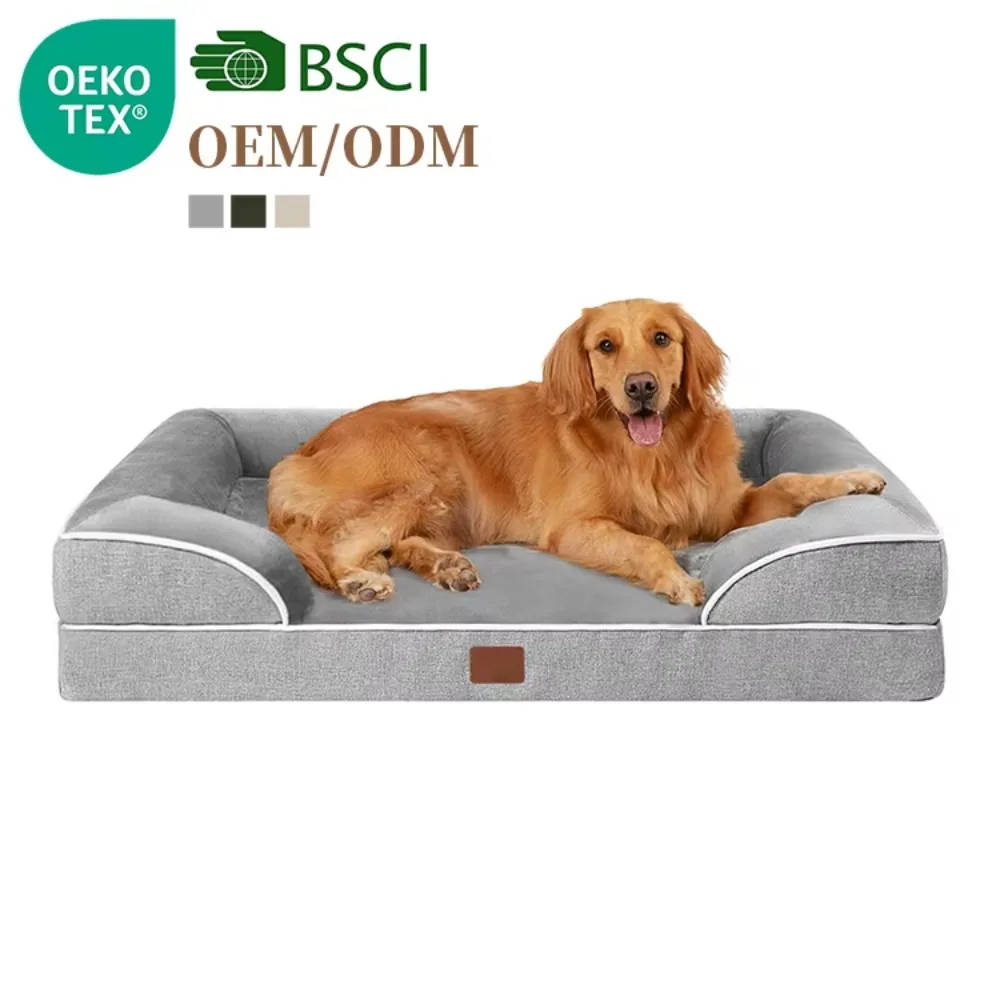 

Luxury Dog Beds Waterproof Non-skid Bottom Dog Sofa Bed Hundebett Egg Crate Memory Foam Large Orthopedic Dog Bed