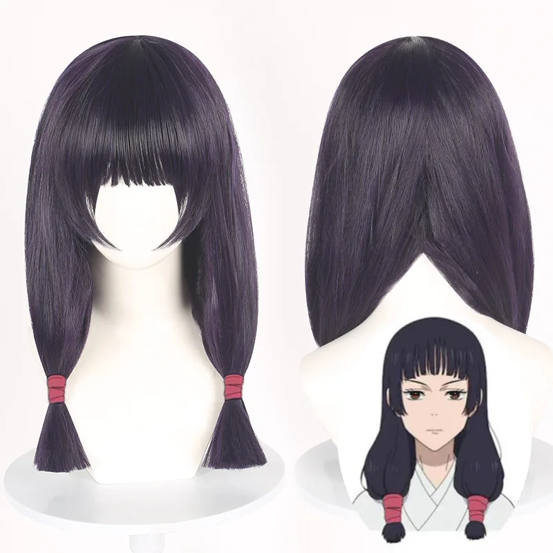Doukou Synthetic Cosplay Wig Mid-Length Dark Purple Twin Ponytail Realistic Scalp Fan-Inspired Costume Hairpiece 24H Fast Ship