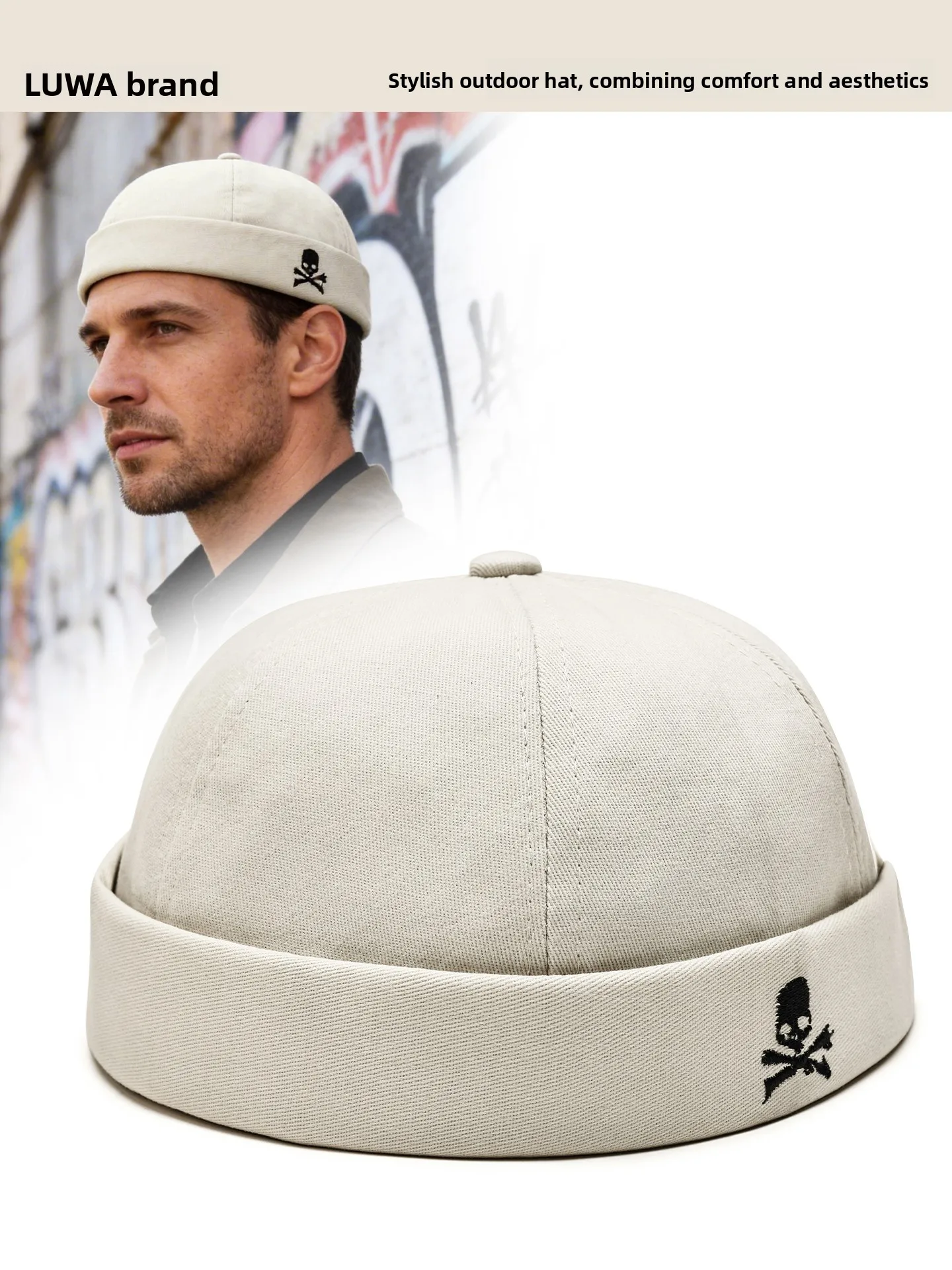 ロエベ春夏新作純綿通気性帽子男性屋外ストリートスタイル家主帽子刺繍レトロメロンスキンキャップ