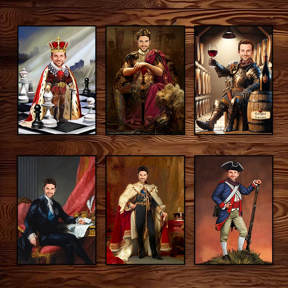 Королевский портрет на заказ из фотоплакатов, портрет эпохи Возрождения, персонализированный исторический король, король, живопись на холсте Королевский портрет на заказ из фотоплакатов, портрет эпохи Возрождения, персонализированный исторический король, король, живопись на холсте