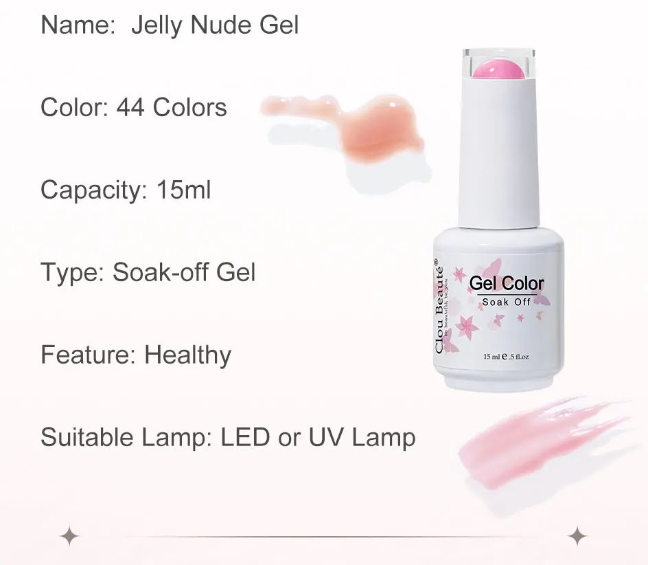 Clou Beaute Transparenter Französischer HEMA TPO FREIER Gel-Nagellack Durchscheinend Nude Rosa Rot Jelly Milchig Weißer Lack Farbige Nagelkunst – Detail 3