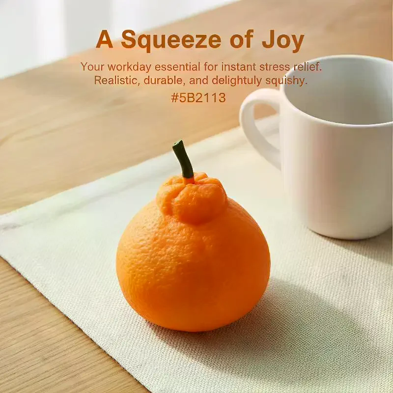 Orange Squeeze Toy Simulation Fruit Stress Relief Squishy for Anxiety Relief Cute Decoration for Desk Office