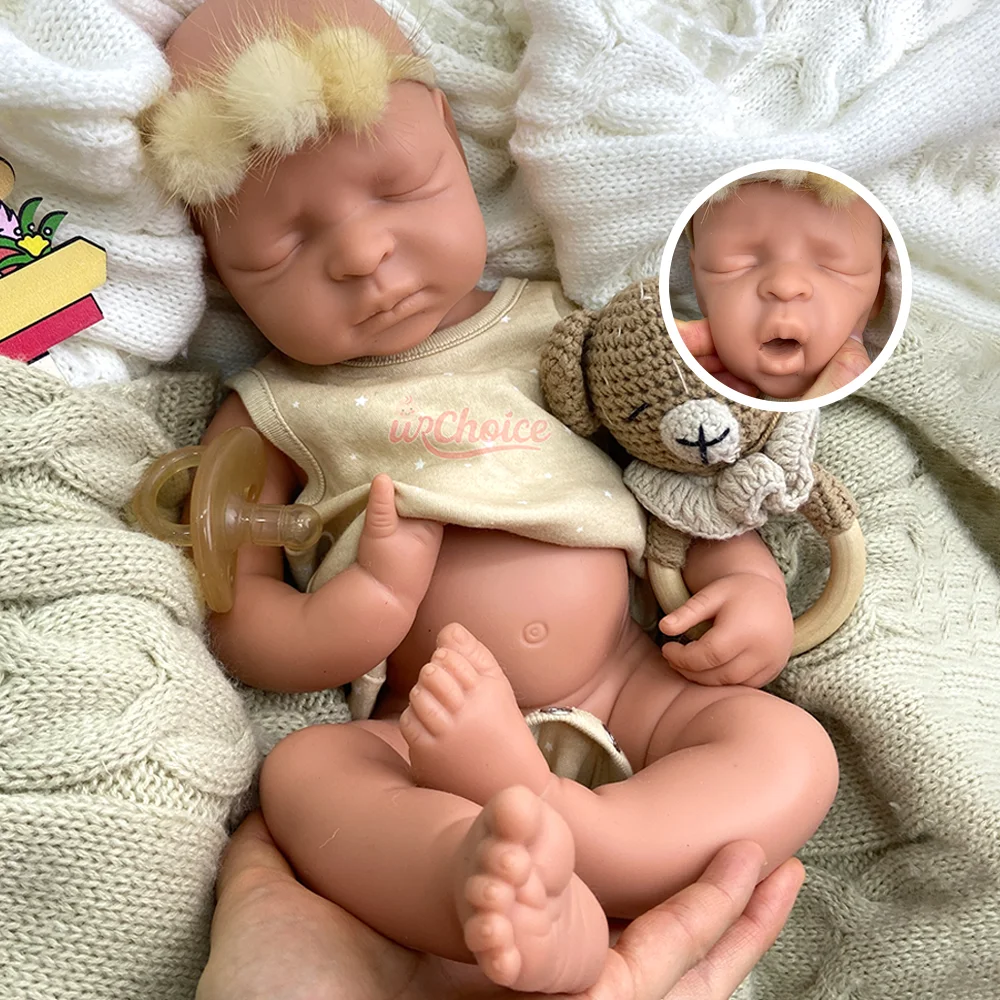 

Washable 17Inch Realistic Silicone Reborn Baby Doll Open Mouth Painted/Unpainted Reborn Bebe Girl For Christmas Doll Toys Gift