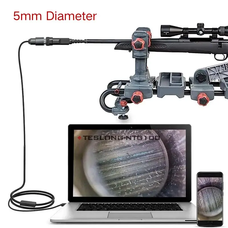 Nwe NTG100 5mm Diameter Rifle Borescope Camera Digital Hunting Cleaning Scope for Above 20 Caliber For Android, PC, & MAC