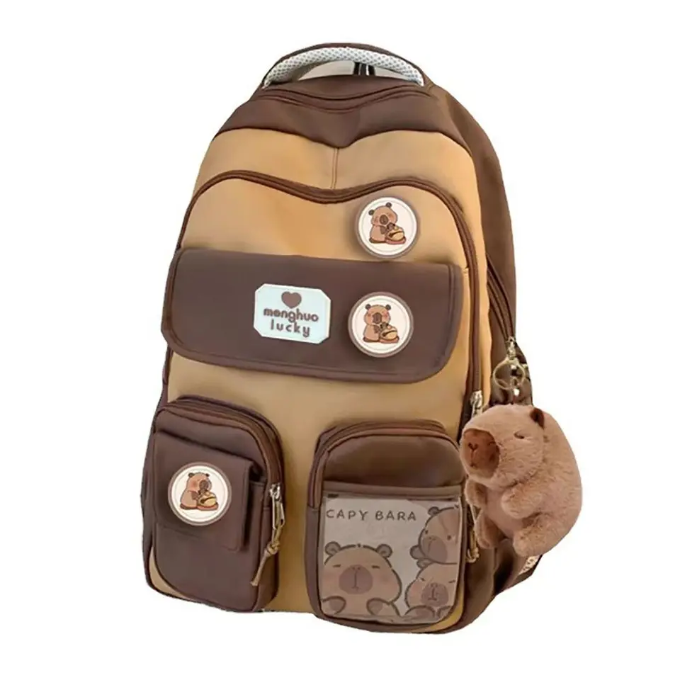 Arandu Capybara Leather Backpack Saddle Bag Amazon.com: Cute Capybara Backpack with Chic Case, Cartoon  main image 4