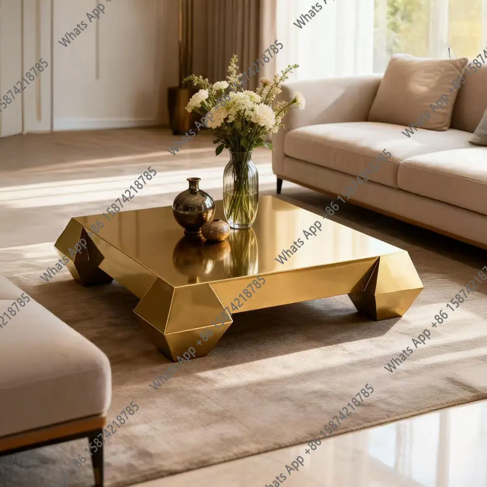 Copper-plated diamond coffee table designer style modern simple special-shaped light luxury living room home style