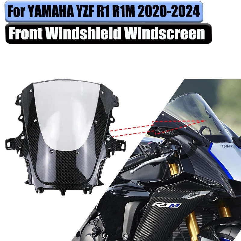 

For YAMAHA R1 R1M 2020-2024 100% Full Carbon Fiber Tank Front Windshield Windscreen Deflector Fairing Kit Motorcycle Accessories