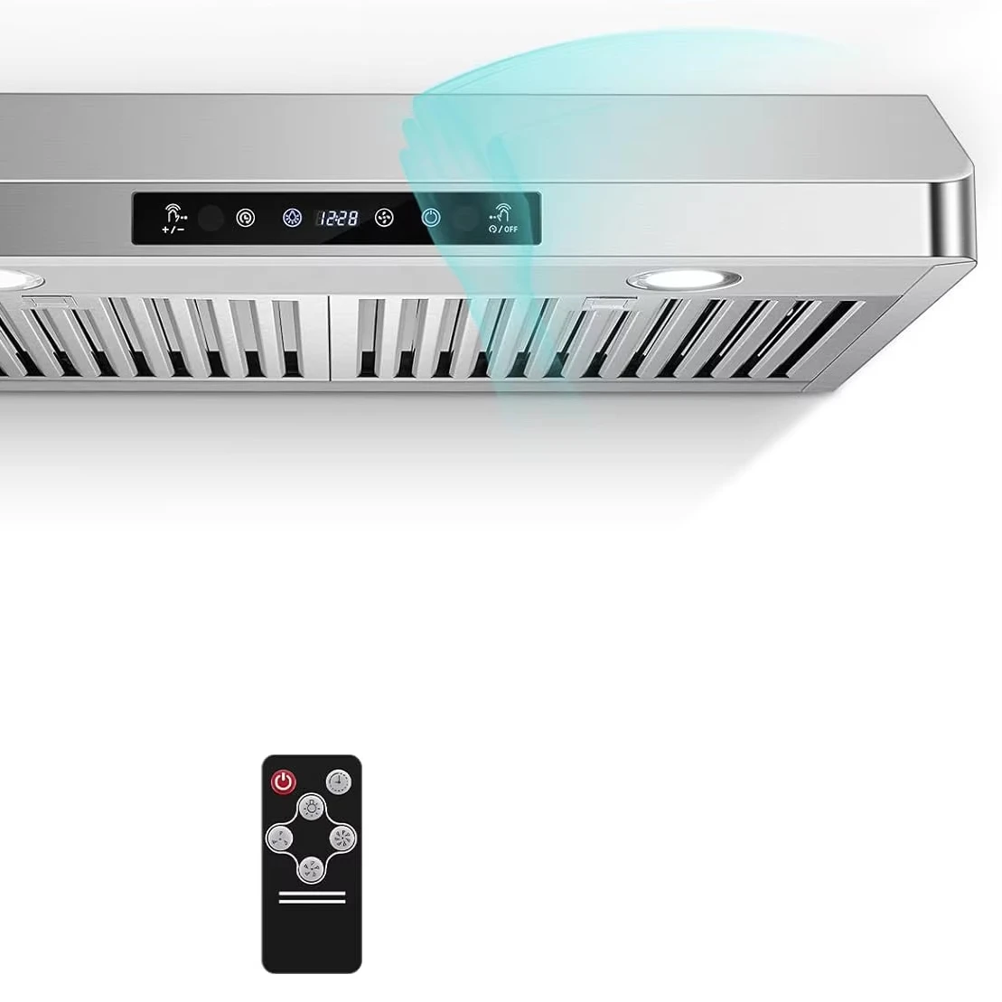 

Under Cabinet Range Hood 30 Inch, 700CFM Stainless Steel Kitchen Stove Vent Hood 3 Speed Exhaust Fan Touch/Remote Control LED