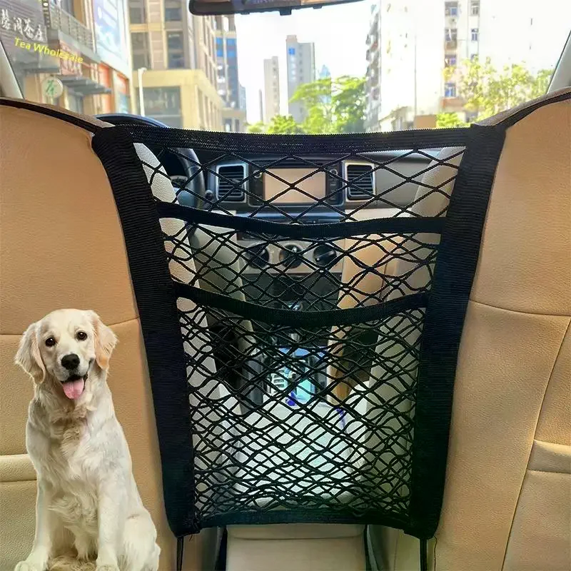 

2/3Layer Mesh Bag Car Elastic Storage Net Bag Between Seats Auto Interior Organizer Car Divider Pet Barrier Universal Stretchabl