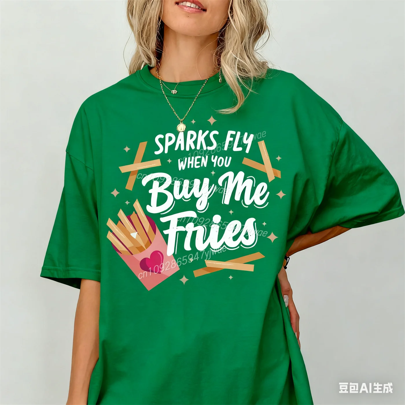 

Футболка Sparks Fly for Fries, забавная футболка с рисунком, наряд на день Святого Валентина, стильная хлопковая женская повседневная футболка с короткими рукавами для вечеринок