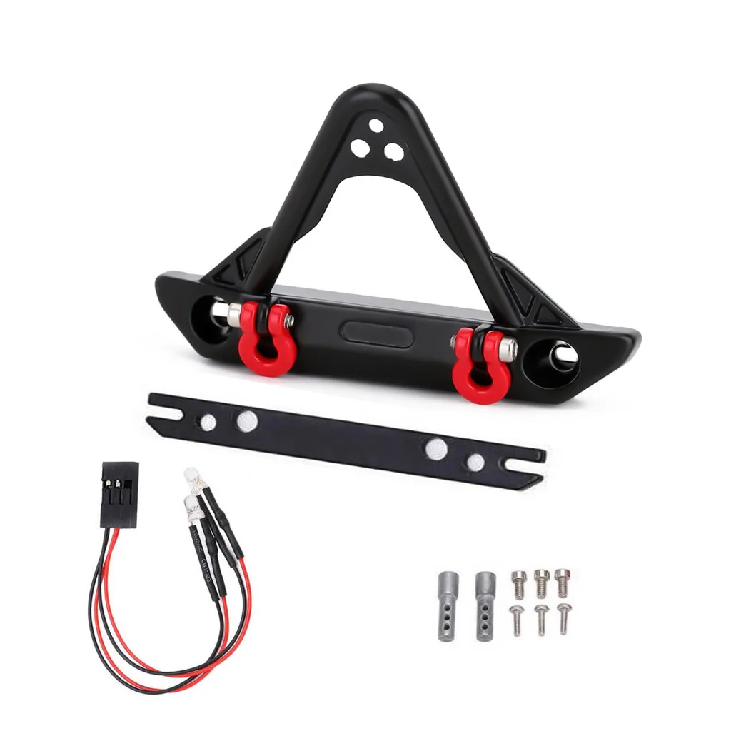 RC car metal Aluminum Front Bumper w/ Shackle for Axial SCX24 C10 Deadbolt JLU black RC truck Upgrade parts accessories