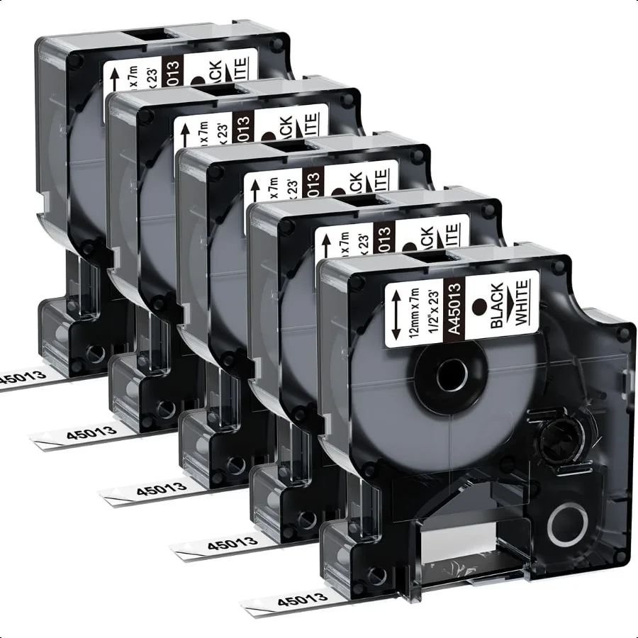 

45013 Replace for DYMO D1 Label Tape 1 2 Inch x 23Ft A45013 Black on White 45013s S0720530 Label Maker Refills Compatible with