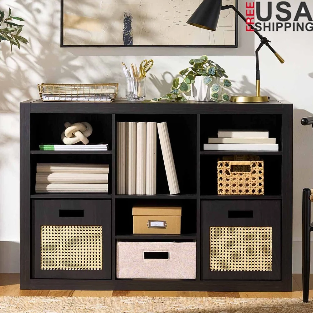 

Versatile Adjustable Cube Organizer with Nine Shelves Office Bedroom Living Room Storage Easy Assembly Charcoal Finish