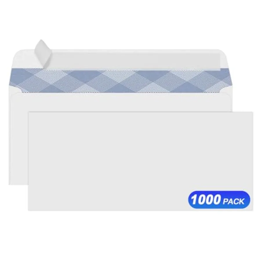 

1000 # 10 бесоконечных конвертов для сейфовой пересылки №10, самоклеящиеся, без окна, для деловой переписки, с защитным тонированным узором для безопасной доставки