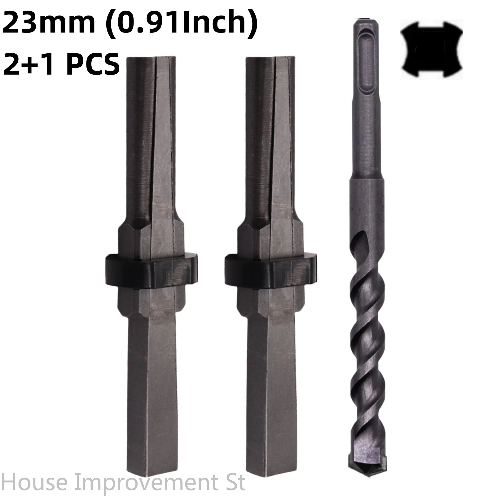 

2+1PC 23mm (0.91Inch) Rock Splitting Wedges and Rotary Hammer Drill Bit for Concrete Stone Splitter Marble Granite Hand Tools