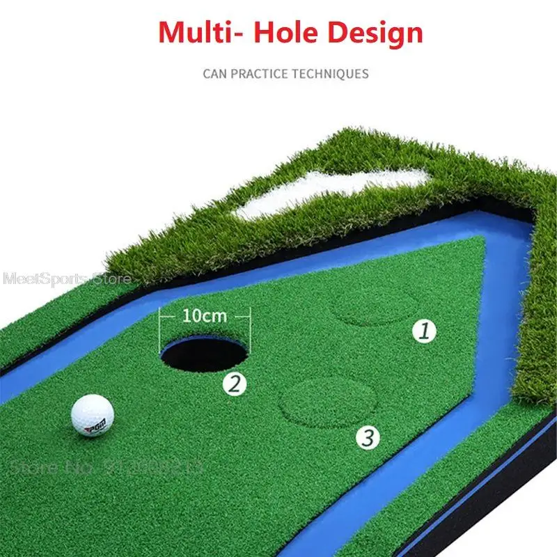 PGM Indoor Golf Green Trainer with Track Multi Hole Simulation Lawn Putting Mat Home Golf Practice Trainers Auto Ball Return