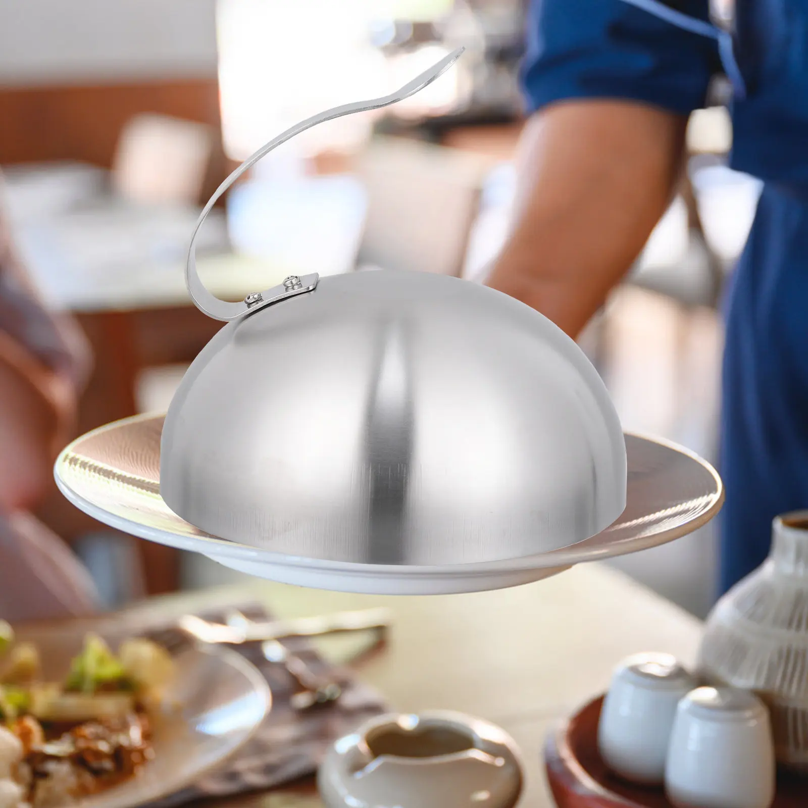 

1Pcs Stainless Steel Dish Cover Oil-Proof Food Dome for Steak Bread Dessert Restaurant Serving Use Dish Cover Restaurant Cloche