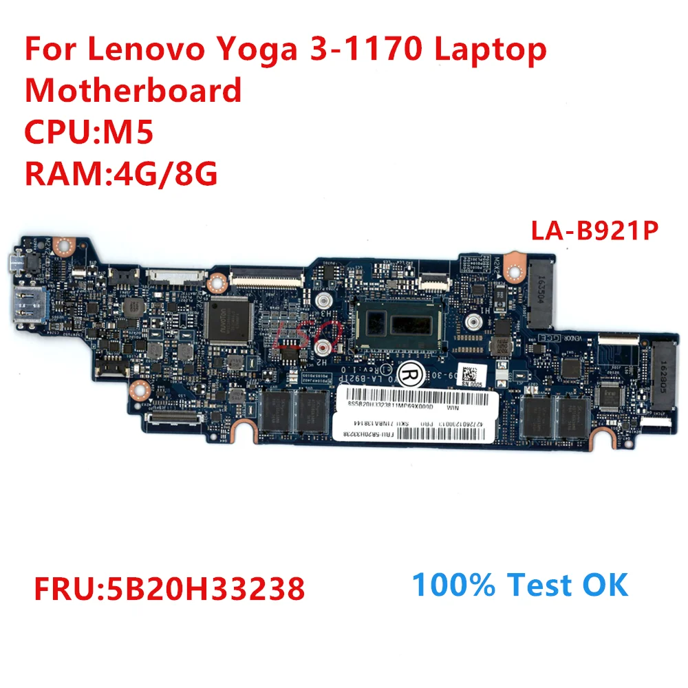 LA-B921P para Lenovo Yoga 3-1170 placa base para ordenador portátil con CPU: M5 FRU:5B20H33238 prueba de 100% OK