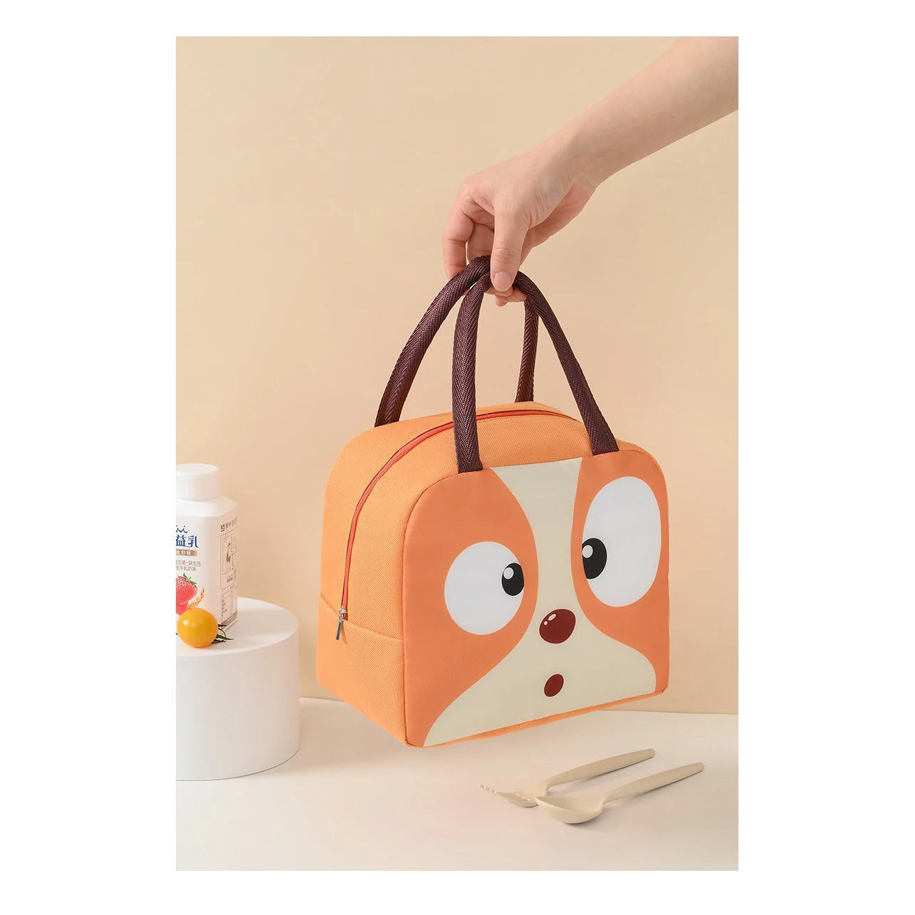 Cartoon Animal Print Lunch Bag Portable Thermal Insulation Lunch Bag Student Office Workers Cute Lunch Bags Picnic Bento Pouch