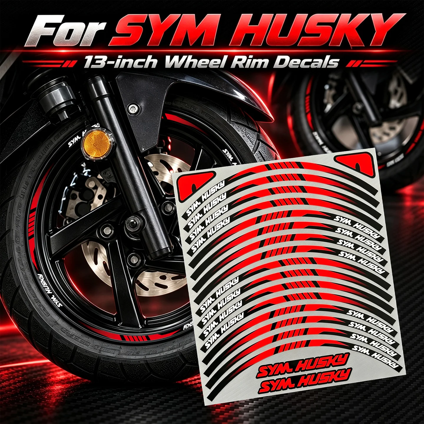 For SYM HUSKY ADV 150 200 ADX125 Reflective Motorcycle Wheel Hub Sticker Moto Adventure Scooter 13