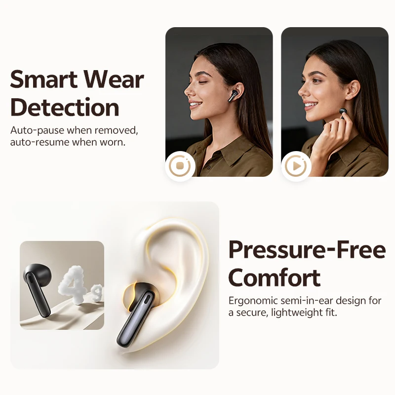 QCY AilyBuds E50 Wireless Earphone BH25HT11A Realtime Adaptive ANC Bluetooth 6.0 Earbud LDAC Hi-Res 6 Mic Multipoint Connection view 6
