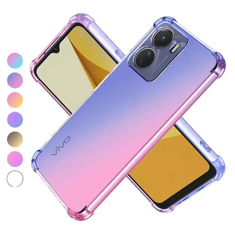 Shockproof Gradient Airbag TPU Case for Vivo Y36 Y78 Y100 Y02 Y16 Y22 Y02S Y35 Y30 Y77 Y55 5G 4G Protective Cover Funda Coque