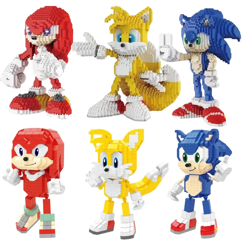 Original Cartoon Anime Movie Game Building Blocks Toy Games Periphery Figure Puzzle Assembly Hedgehog Toy Bricks Christmas Gifts