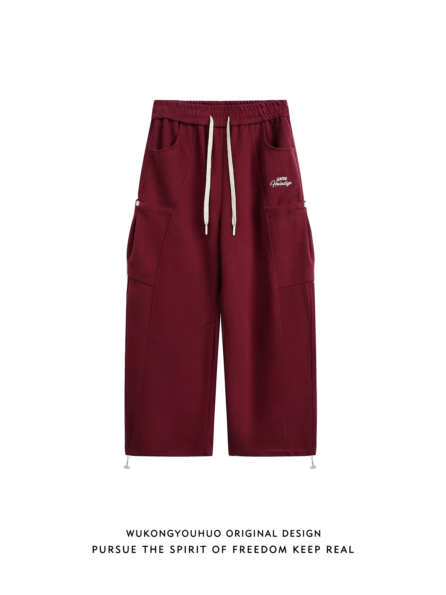 

Мужские повседневные свободные брюки-джоггеры из смесового хлопка и полиэстера с эластичным поясом, вышивкой и шнурком, в стиле трендовой уличной моды