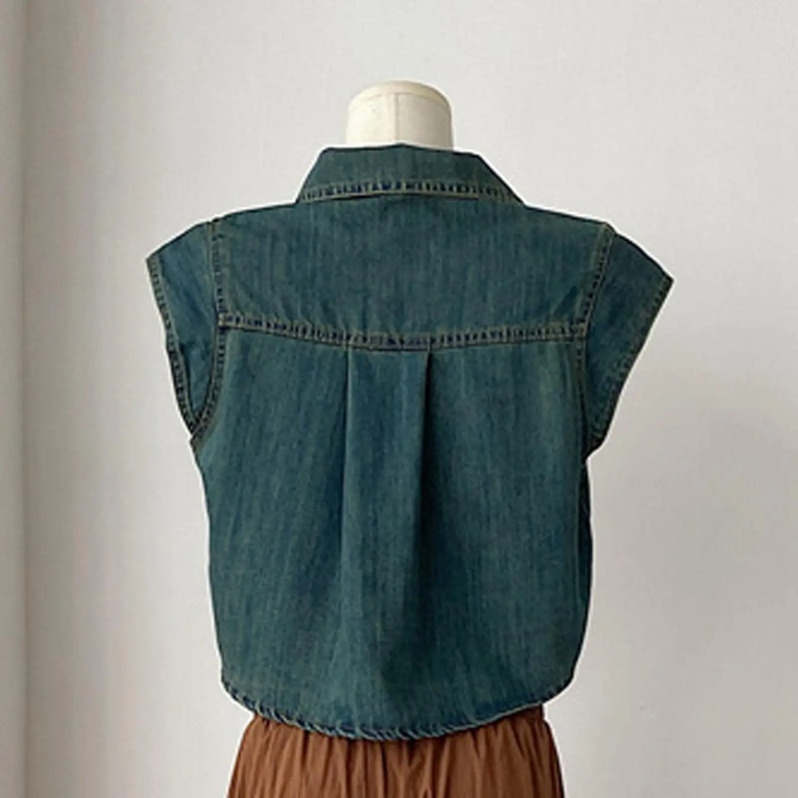 เสื้อกั๊กยีนส์สําหรับผู้หญิงแขนกุดเสื้อกั๊กยีนส์สําหรับตั้งแคมป์ท่องเที่ยวตกปลาทริป