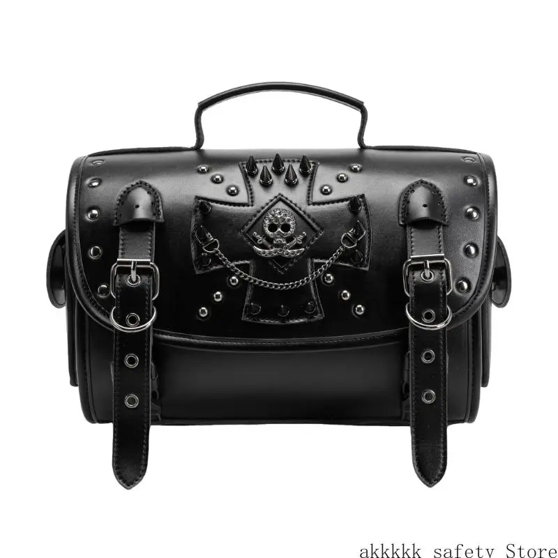 

Retro Punk Rivet PU Leather Motorcycle Saddlebag For Bikers Daily Commuting With Waterproof And Large Capacity Storage