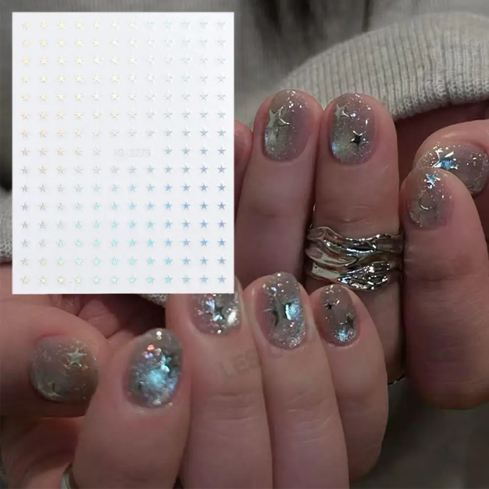 Star Nail Stickers Multicolor Self Adhesive Nail Art Decals for Phone Case Scrapbook DIY Craft Glittery Reflective Gift