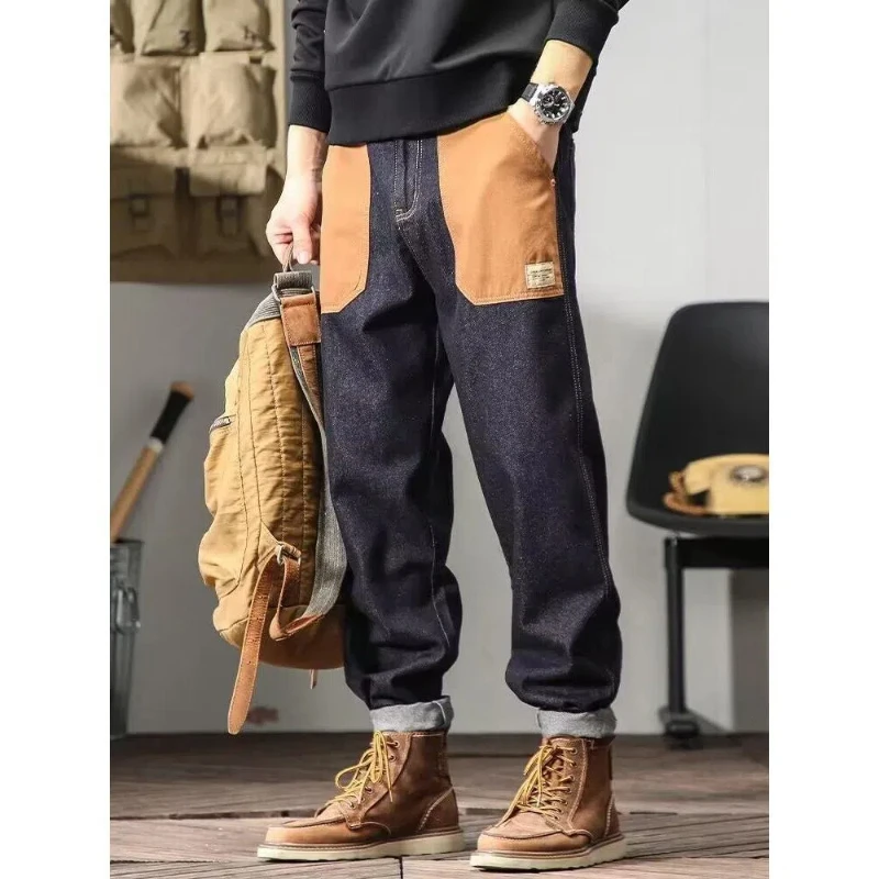 Niche Trendy American Heavyweight Jeans for Men's New Loose Straight Large Size Men's Long Pants